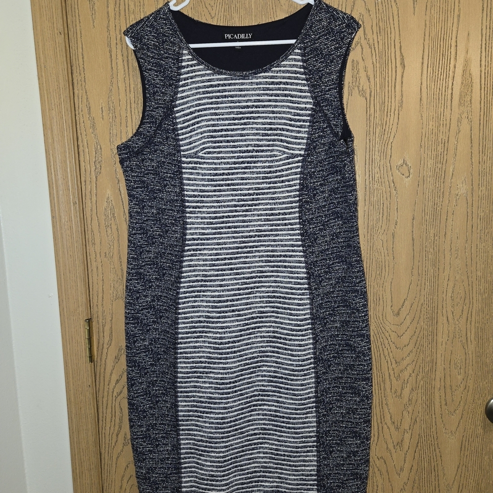 Picadilly Fashion Black and White Striped Midi Dress